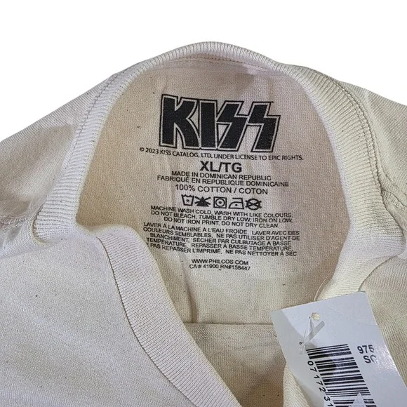 KISS Spider Web Graphic Tee XL Band Tour T-Shirt Beige Rock Vintage Style - Picture 5 of 6